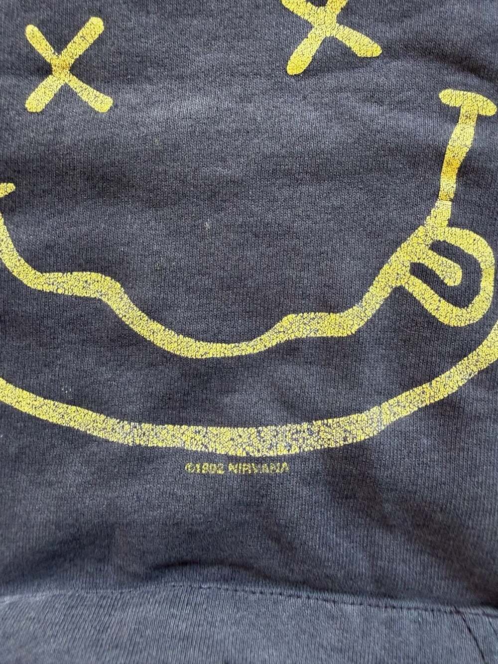 Vintage 1992 Original Nirvana Smiley Face Logo Graphic Hoodie - Picture 2 of 7